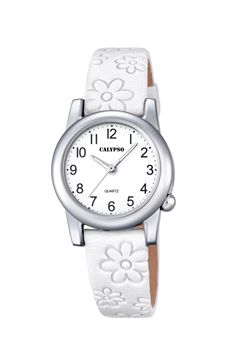 reloj calypso piel flores blancas